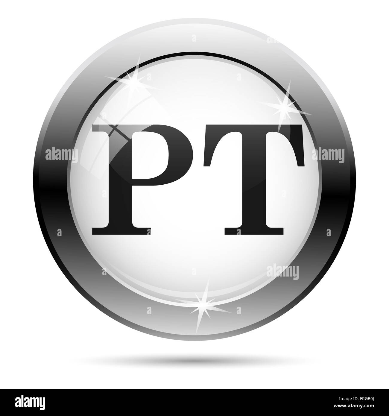 Metallische Symbol mit schwarzen Design auf weißem Glas Hintergrund Stockfoto