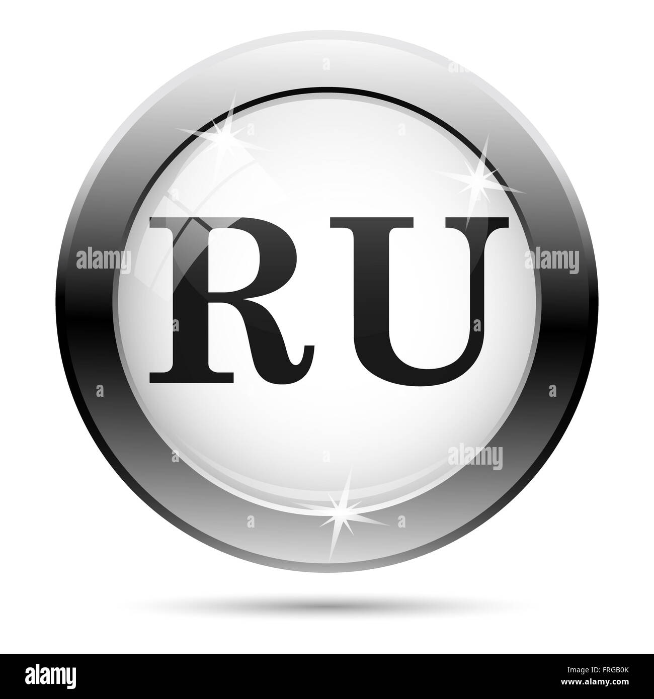 Metallische Symbol mit schwarzen Design auf weißem Glas Hintergrund Stockfoto