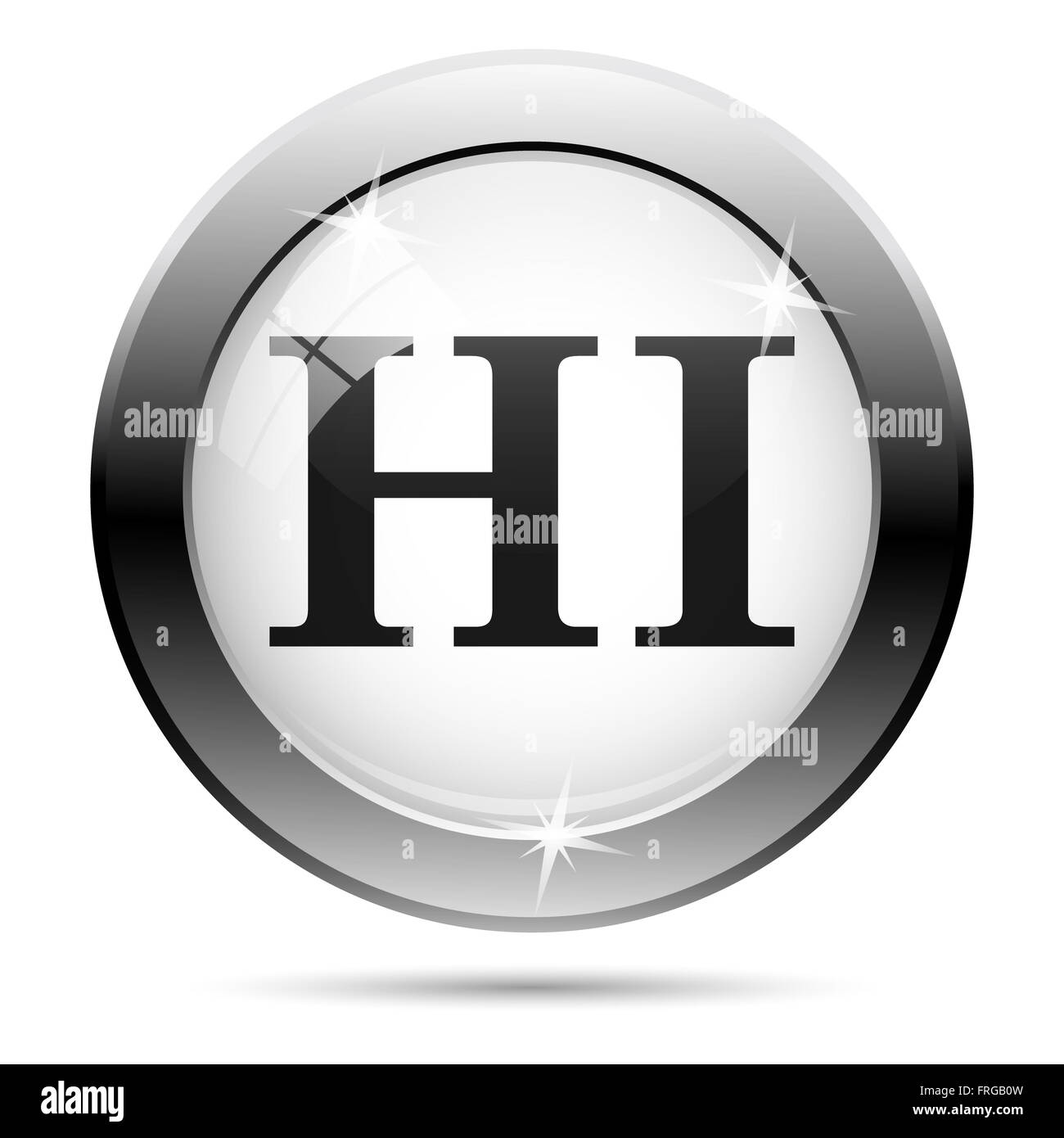 Metallische Symbol mit schwarzen Design auf weißem Glas Hintergrund Stockfoto