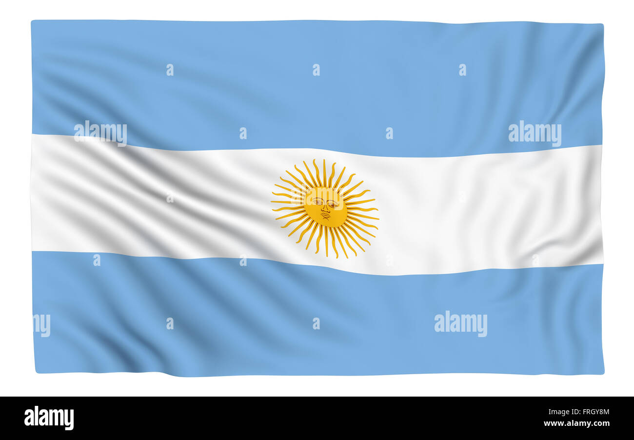 Flagge von Argentinien, isoliert auf weiss. Stockfoto