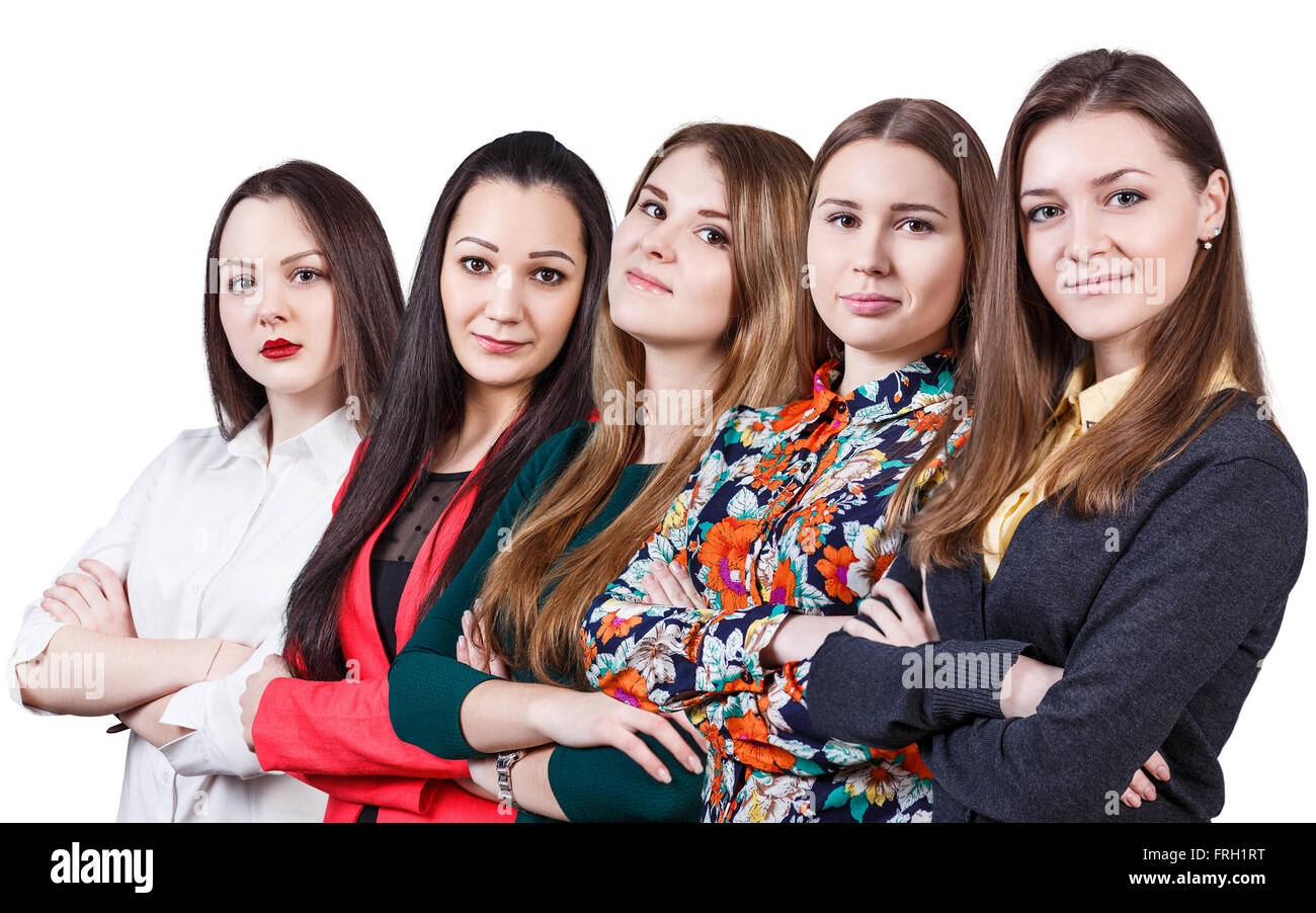 Schöne Frauen mit gekreuzten Händen Stockfoto