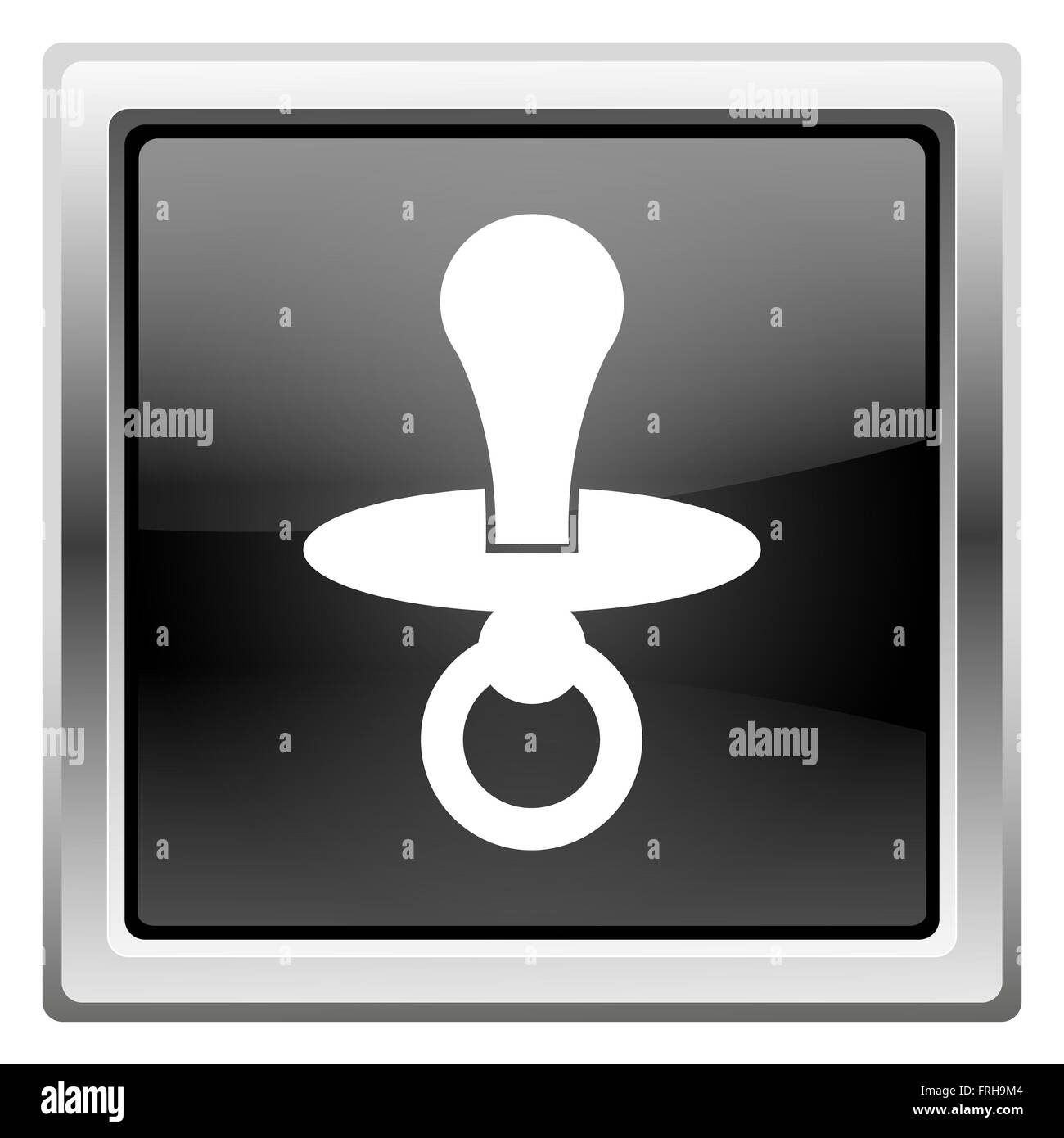 Metallische Symbol mit Design in weiß auf schwarzem Hintergrund Stockfoto