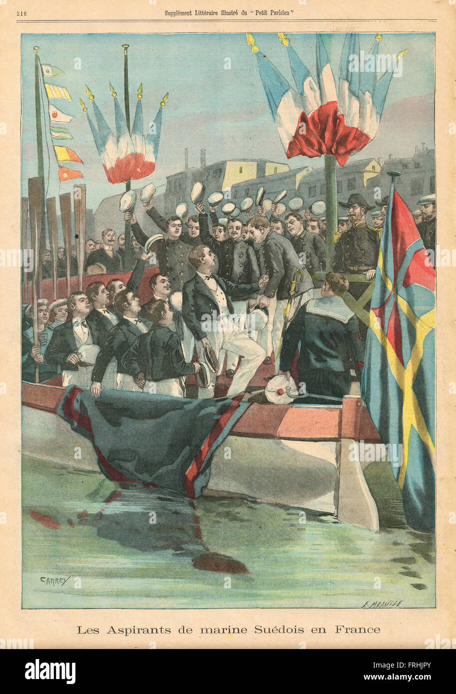 Schwedische Kadetten in Paris Frankreich 1900. Französische illustrierte Zeitung Le Petit Parisien Illustration Stockfoto