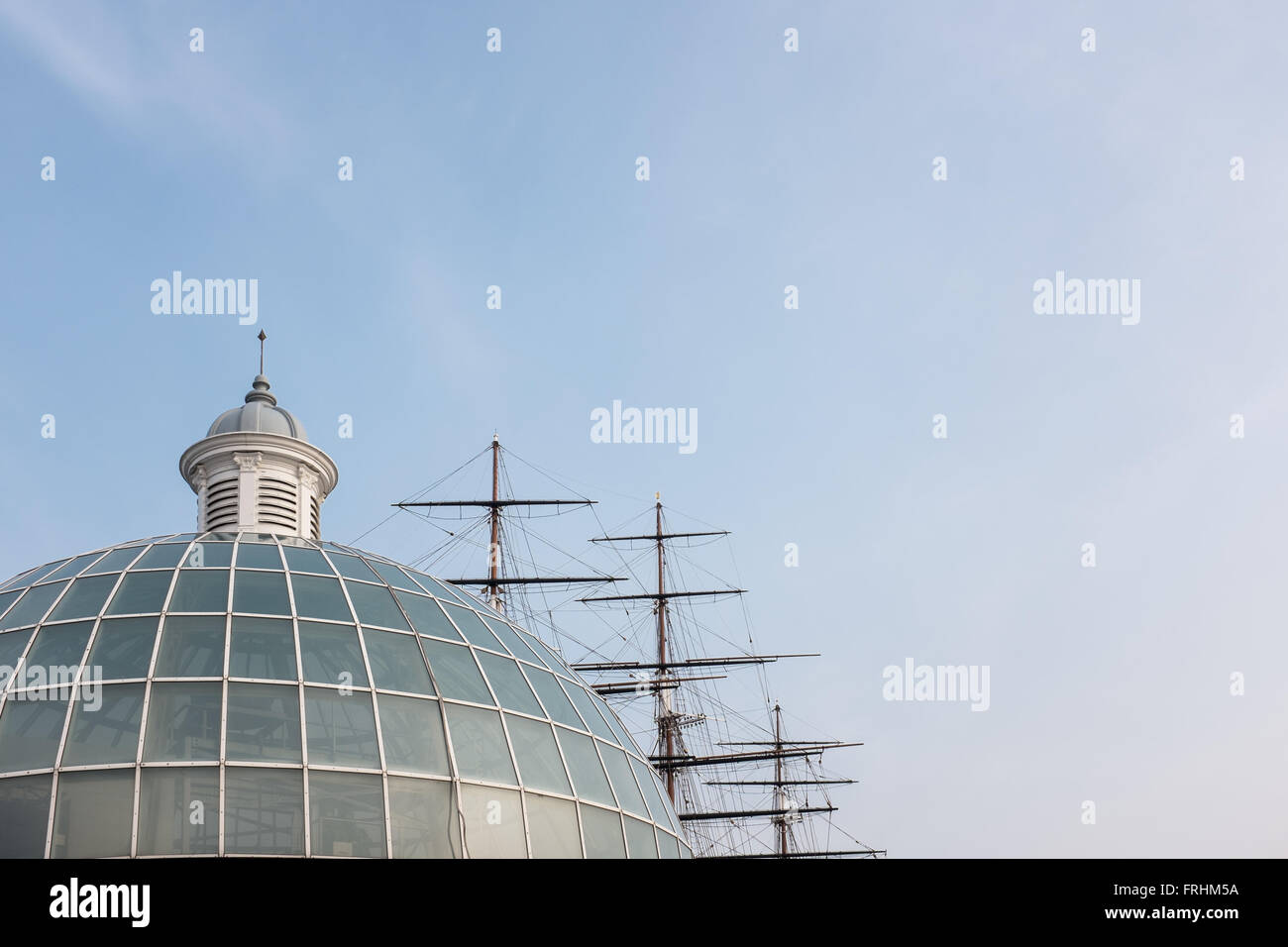 Dach der Greenwich-Fußgängertunnel & Cutty Sark, Greenwich, London, UK Stockfoto