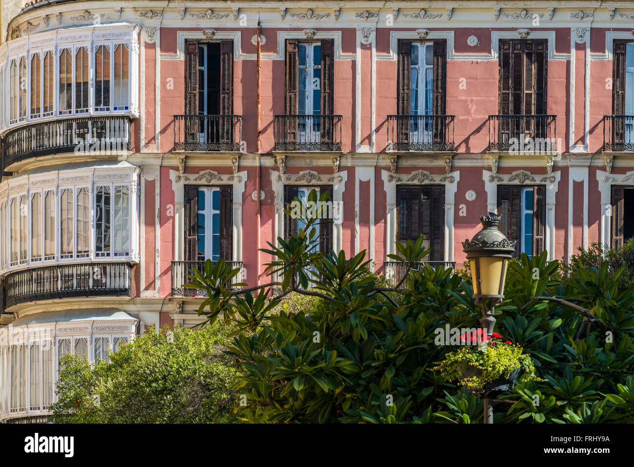 Malerische Aussicht auf Stadt Zentrum von Malaga, Andalusien, Spanien Stockfoto