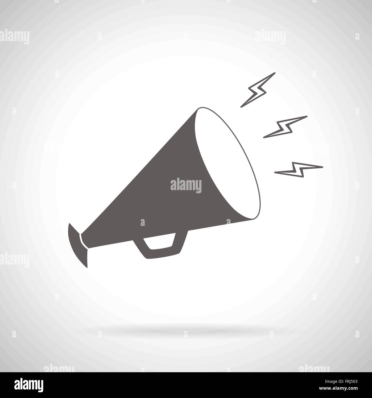 Megaphon mit drei Blitze Symbol im einfachen Stil Stock Vektor
