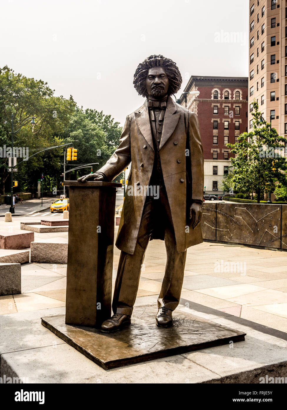 Frederick Douglass Memorial (Bildhauer: Gabriel Koren), Central Park North und Frederick Douglass Boulevard, New York City, USA. Stockfoto