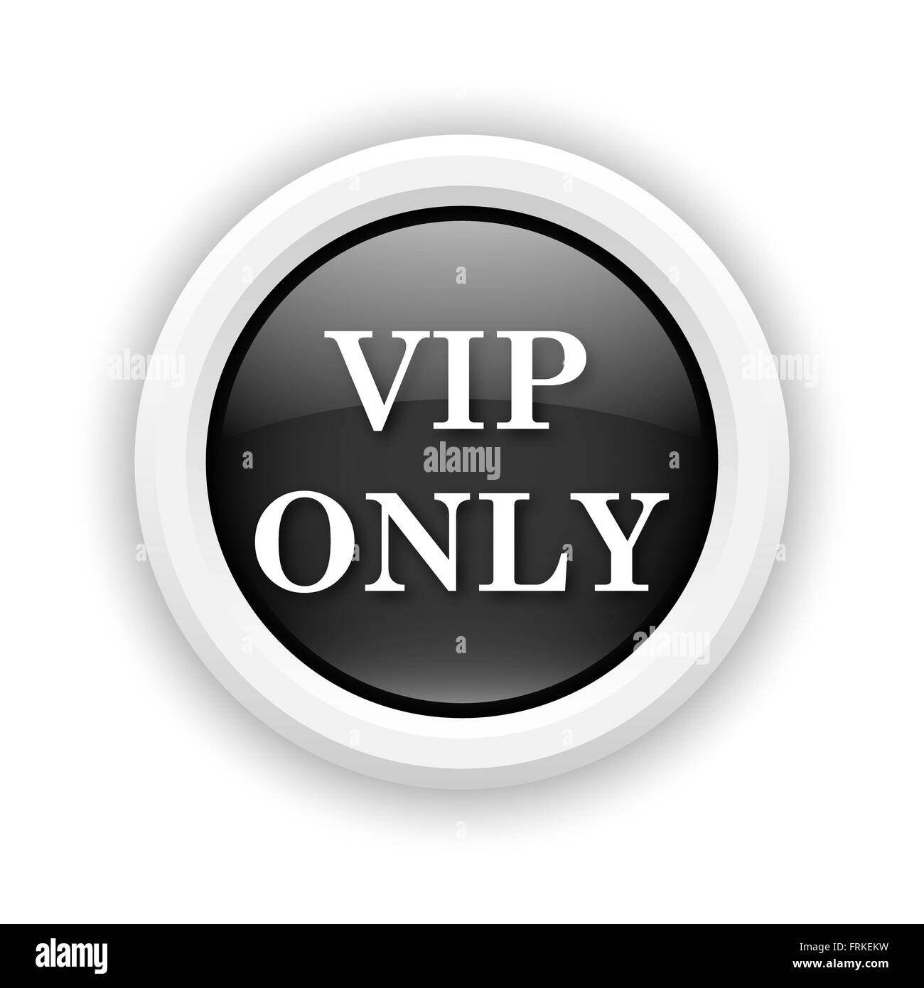 Runde Kunststoff-Symbol mit Design in weiß auf schwarzem Hintergrund Stockfoto