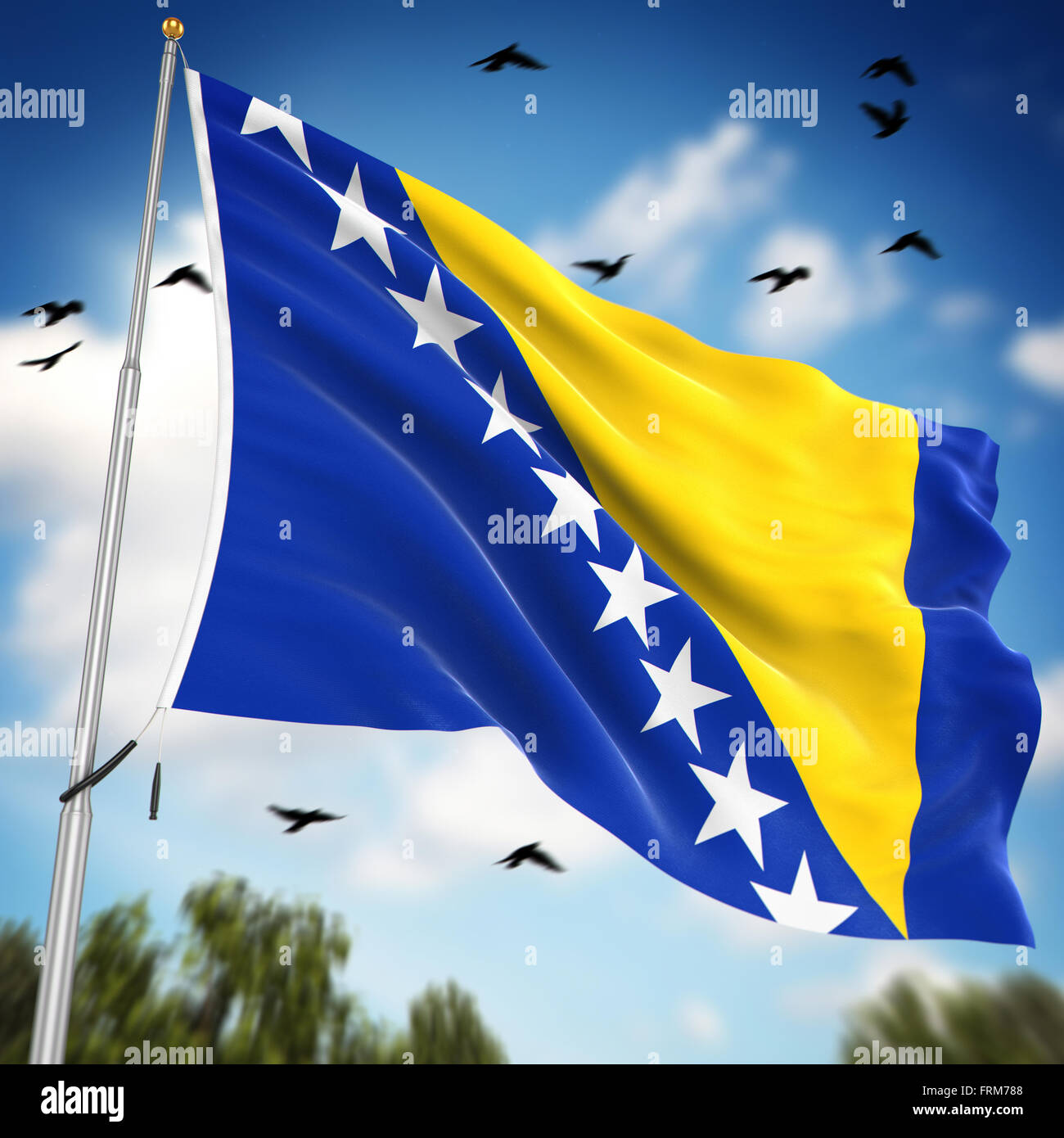 Flagge von Bosnien und Herzegowina, ist dies ein Computer generierten und 3d gerenderten Bild. Stockfoto