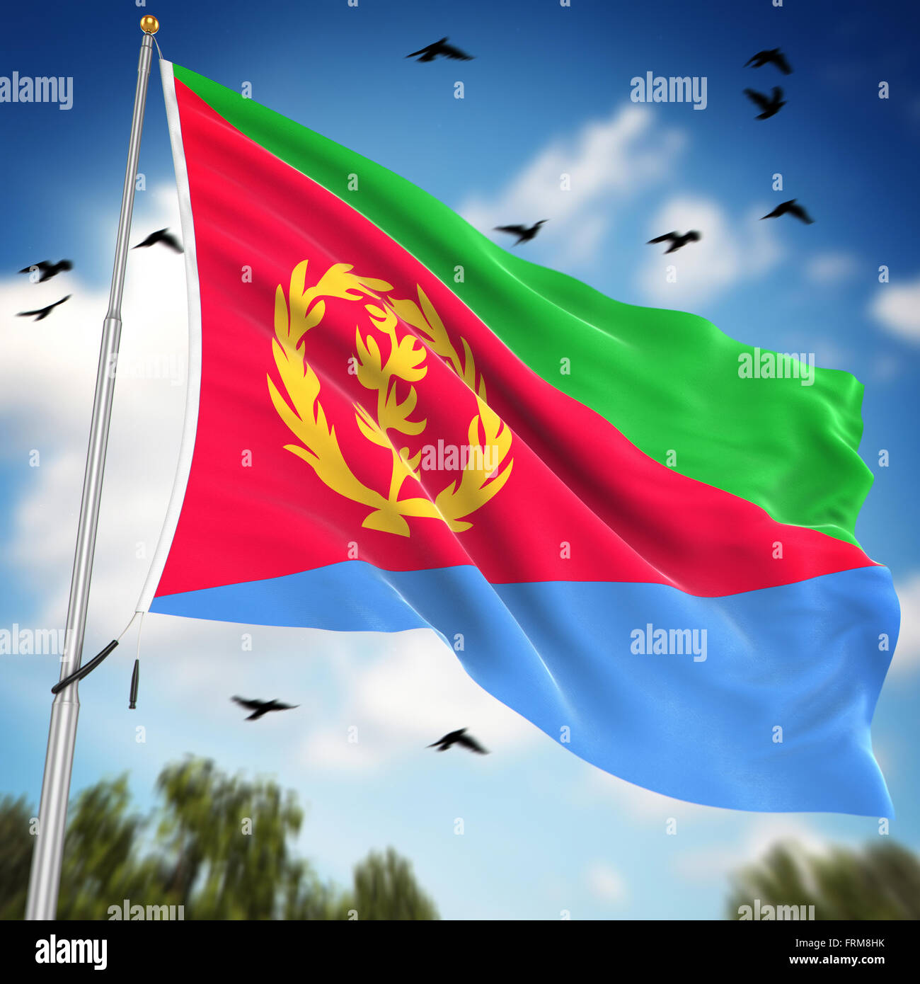 Flagge von Eritrea, ist dies ein Computer generierten und 3d gerenderten Bild. Stockfoto