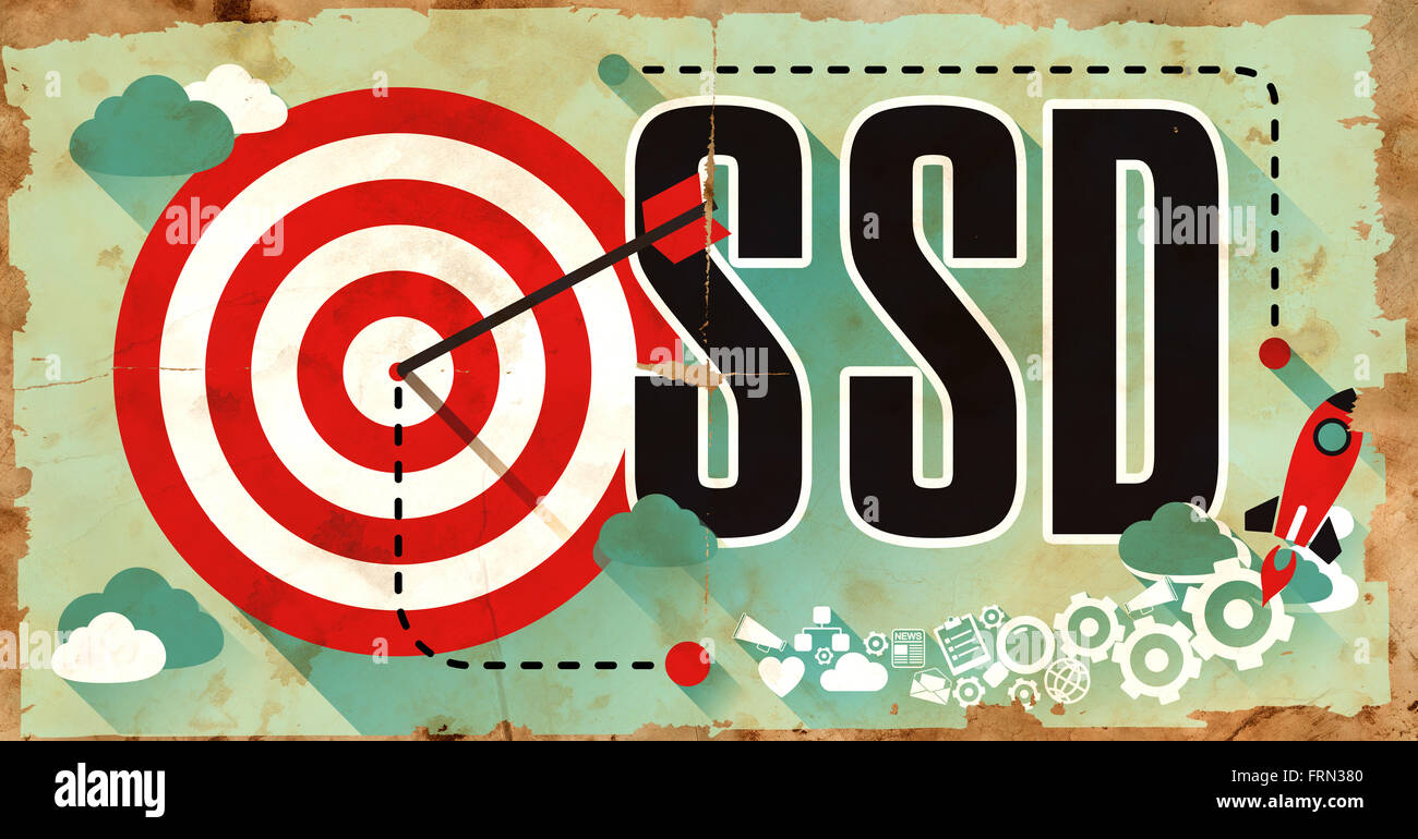 SSD-Konzept. Plakat im Flat Design. Stockfoto