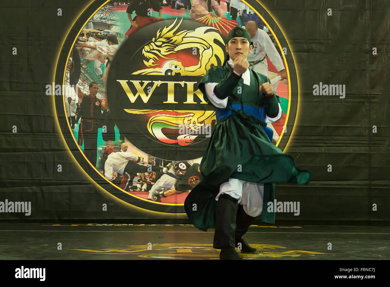 Sippalki Kampfkunst Korea beim Budo Festival in Turin, Italien, verwaltet von der WTKA, traditionelle überlegen Weltverband. Stockfoto