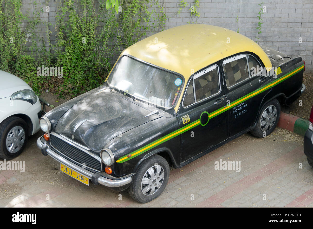 Hindustan Ambassador, Taxi, Delhi, Indien Stockfoto