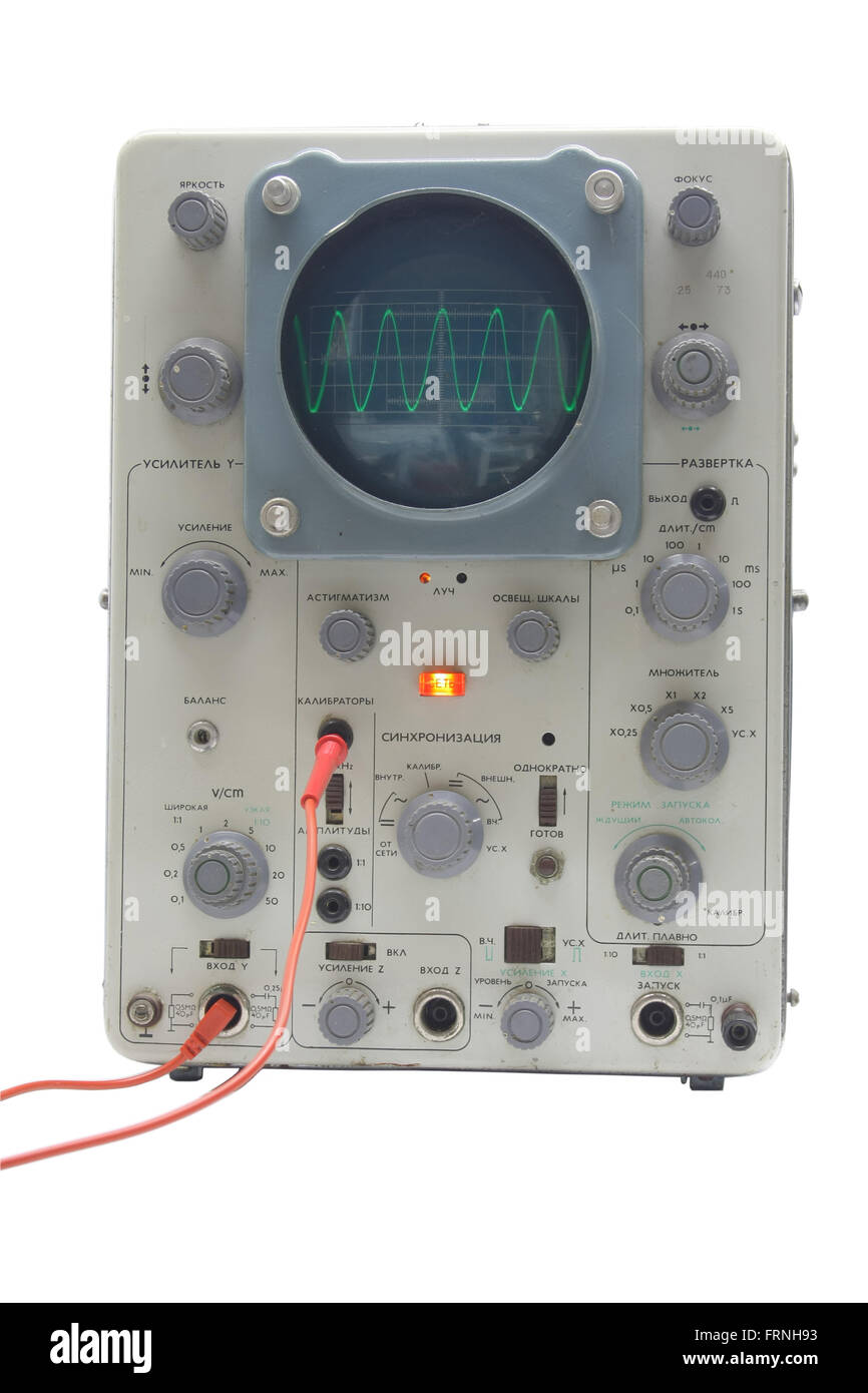 alten Oszillographen, Anzeigen einer Sinuswelle Stockfoto