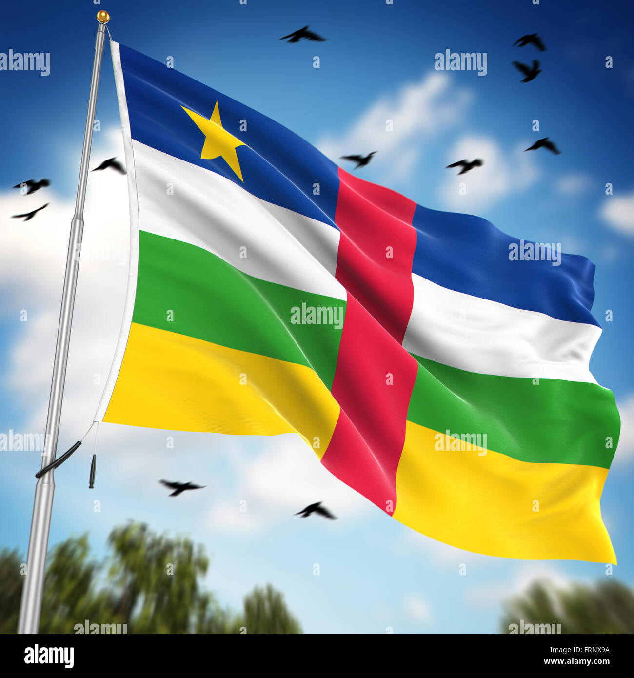 Flagge der Zentralafrikanischen Republik, ist dies ein Computer generierten und 3d gerenderten Bild. Stockfoto