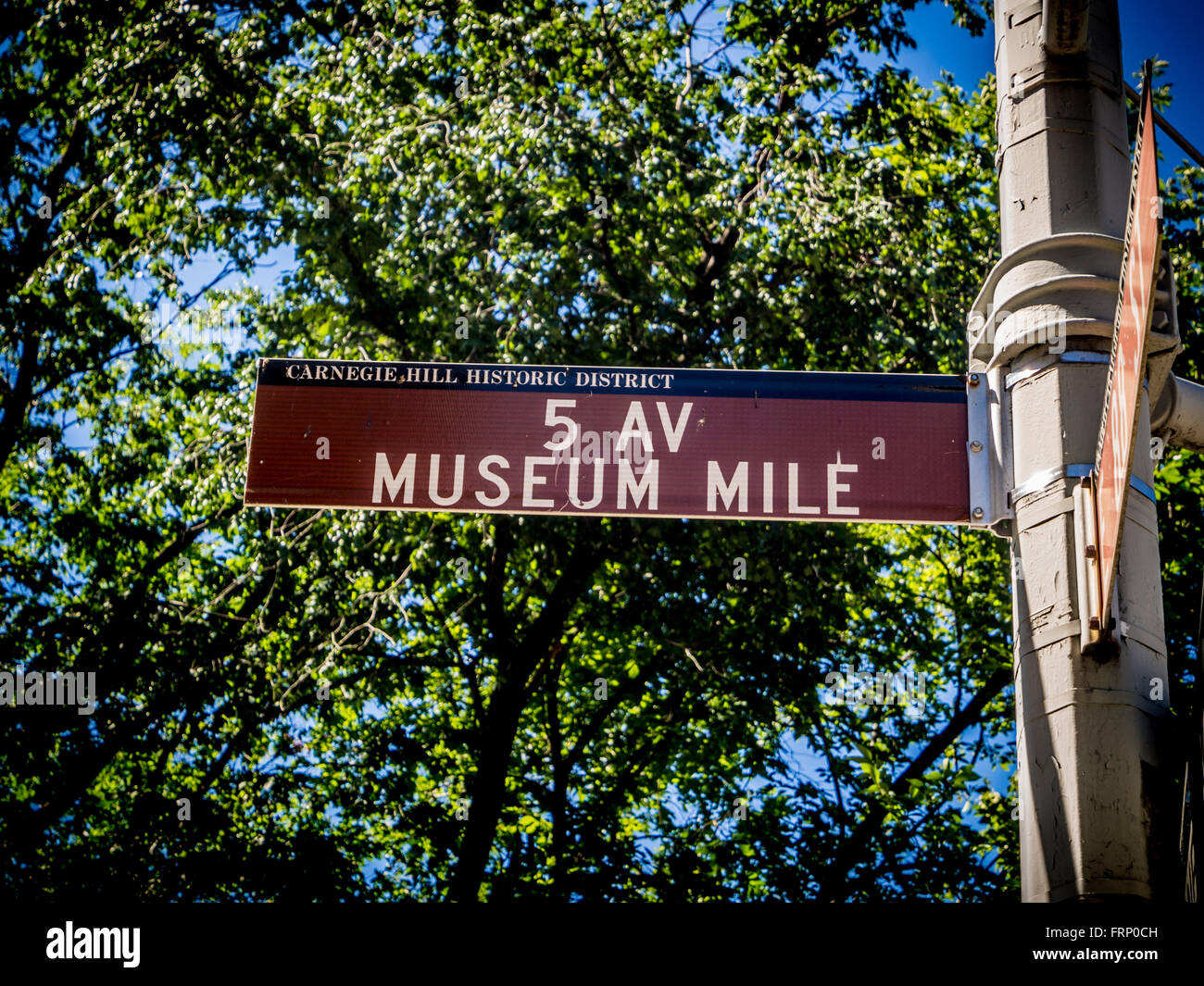 5th Avenue Museumsmeile Zeichen, New York, USA. Stockfoto