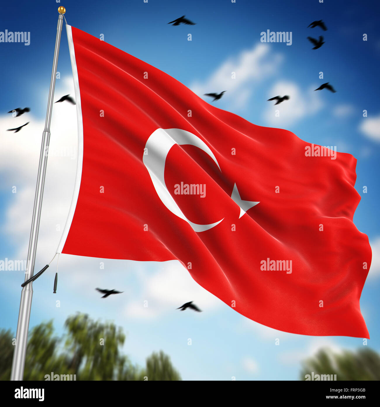 Flagge der Türkei, ist dies ein Computer generierten und 3d gerenderten Bild. Stockfoto