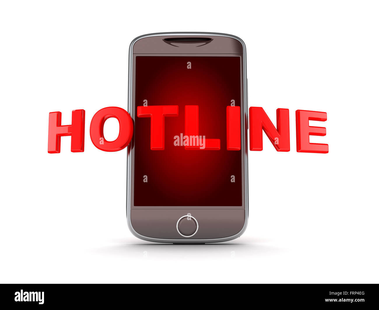 Rote Telefon-Hotline auf weißem Hintergrund (durchgeführt in 3d) Stockfoto