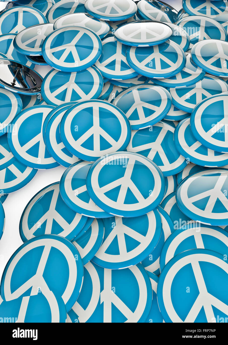 Frieden-Abzeichen / 3D-Render metallische Abzeichen mit Friedenssymbol Stockfoto
