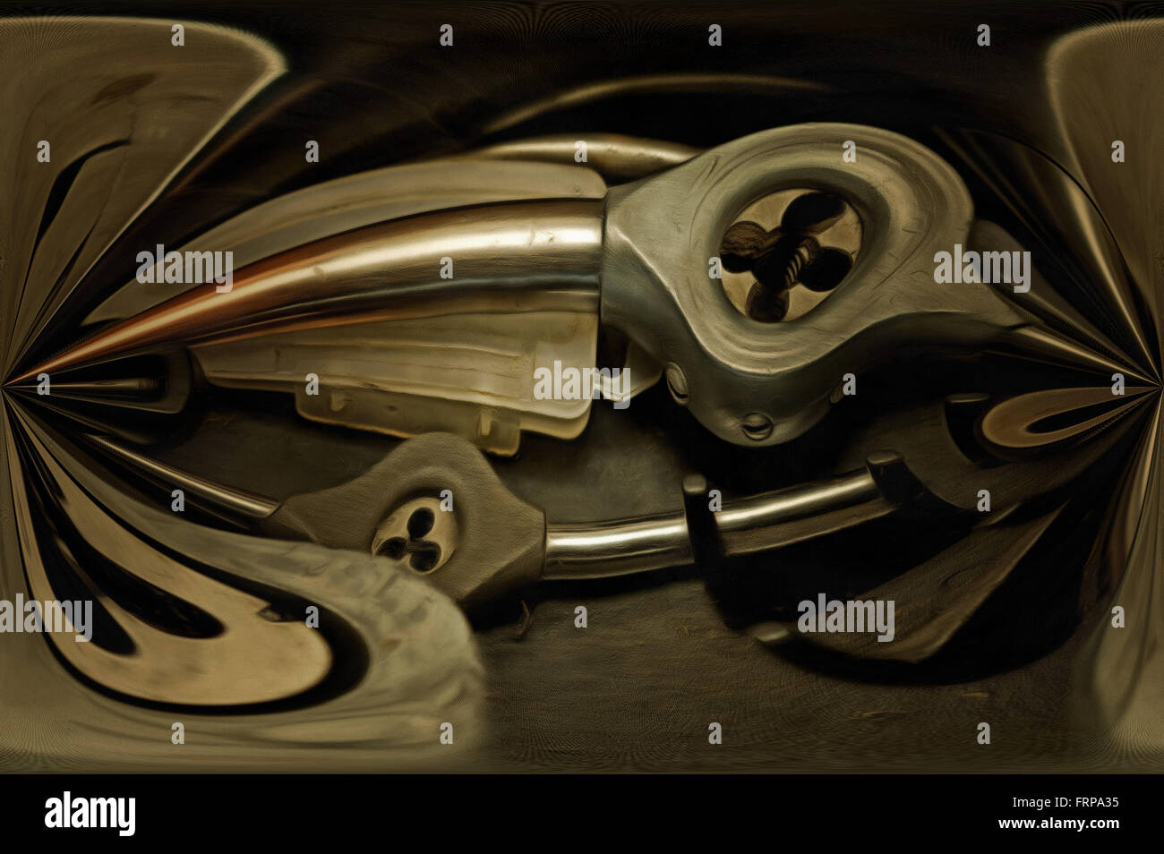 Schrauben Sie Armaturen - Handwerkzeug - digital verändert Stockfoto
