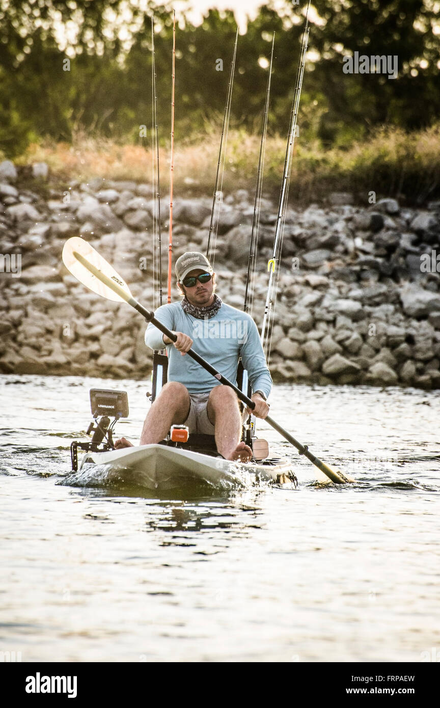 Texas-Angler-Paddel in Texas Stockfoto