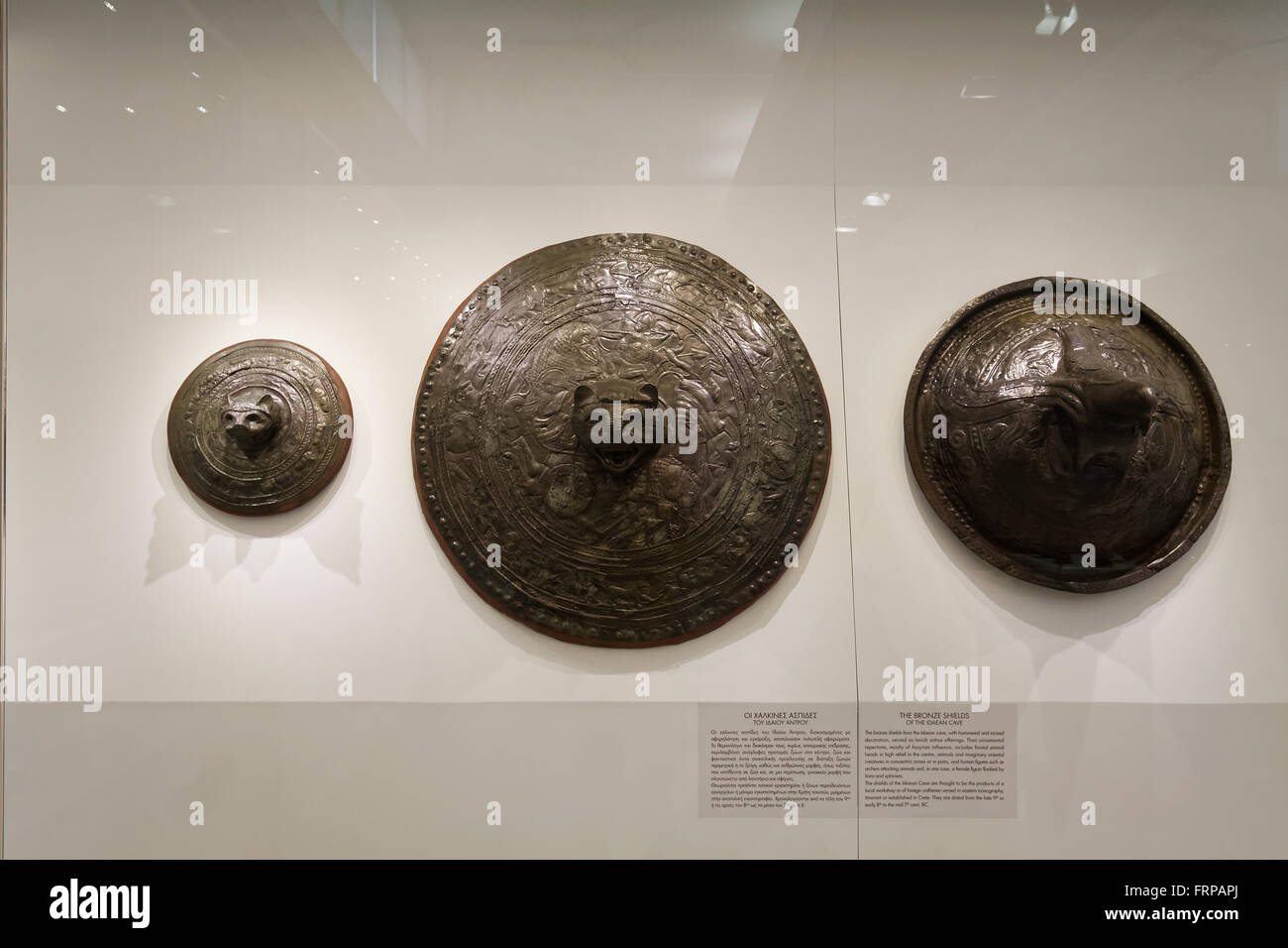 Die minoischen Schilde in Heraklion Crete museum Stockfoto