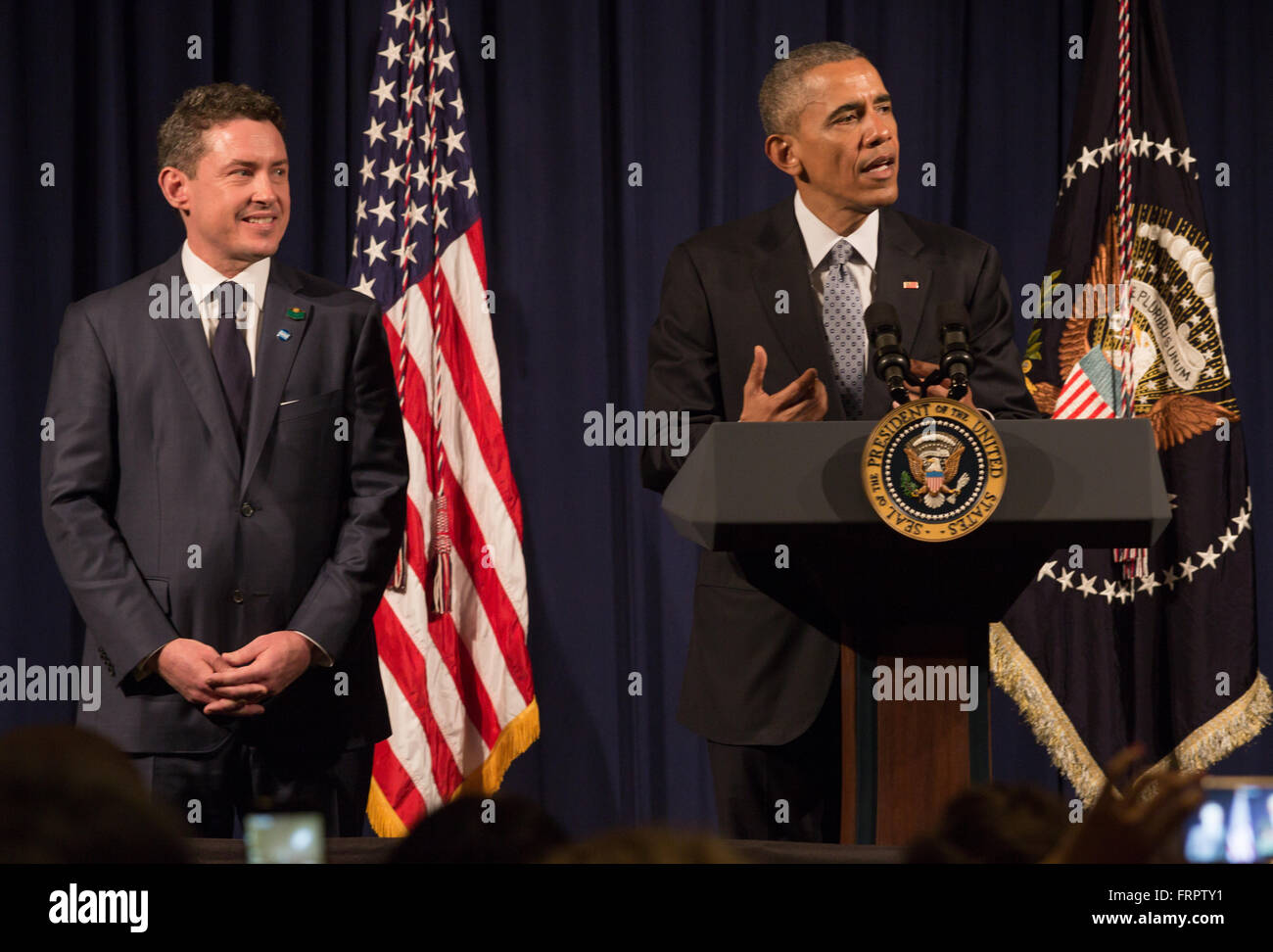 Buenos Aires, Argentinien. 23. März 2016. US-Botschafter Noah Mamet Gastgeber Präsident Barack Obama in Buenos Aires, Argentinien am 23. März 2016 Credit: KELLY FAJACK/Alamy Live News Stockfoto