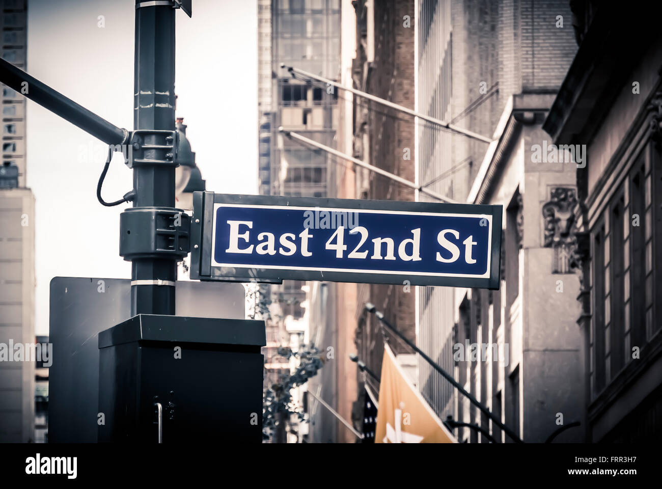 East 42nd St sign, New York City, USA. Stockfoto