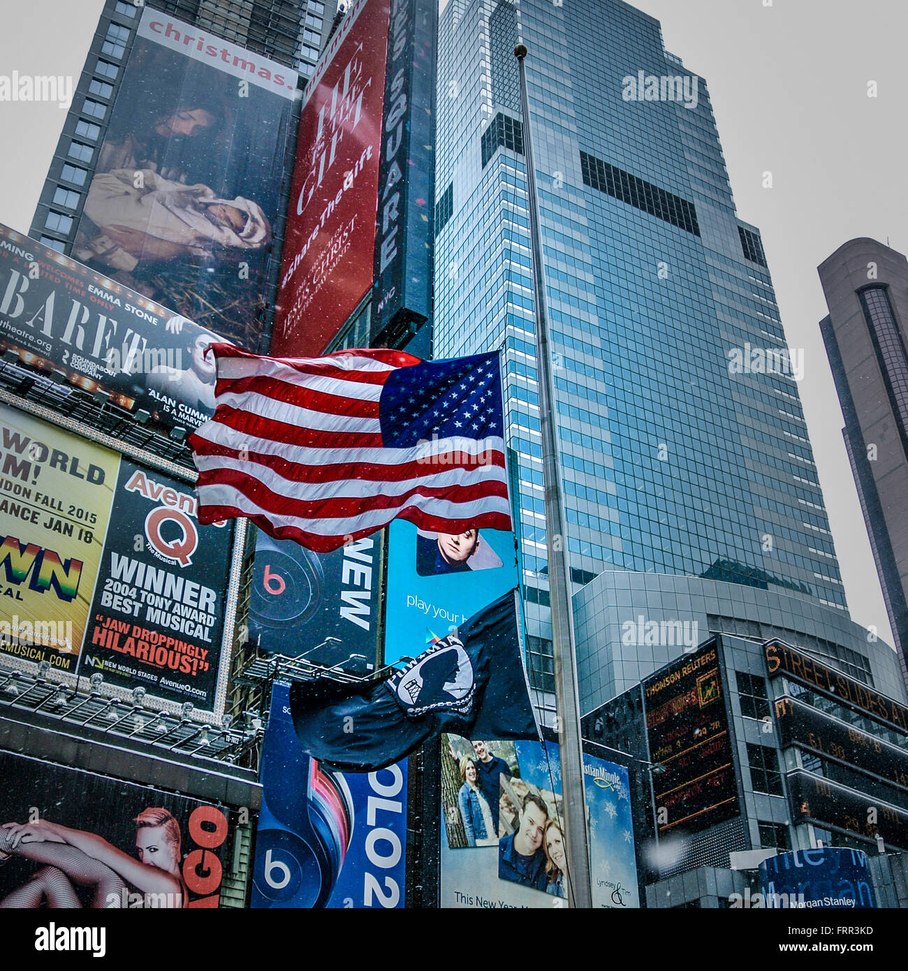 Times Square in Winter with snow, New York City, USA. Stockfoto
