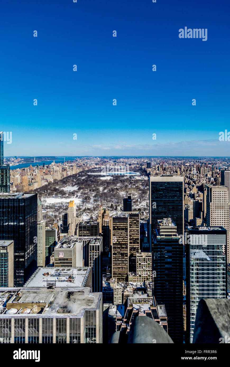 Central Park in New York City betrachtet von der Aussichtsplattform des Rockefeller Center in New York City, USA. Stockfoto