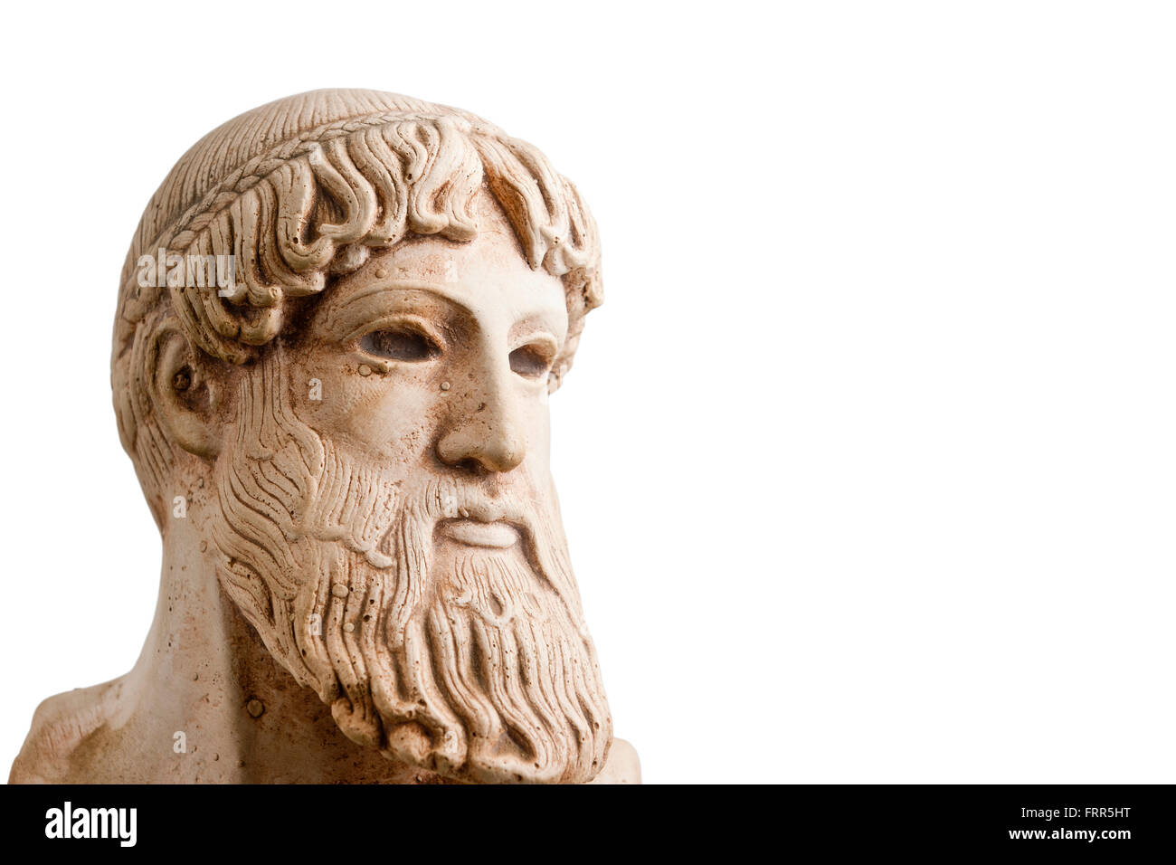 Antiken griechischen Gott Poseidon - Gott des Meeres, Pferde und Erdbeben. Viel Platz für die Kopie auf der rechten Seite. Stockfoto