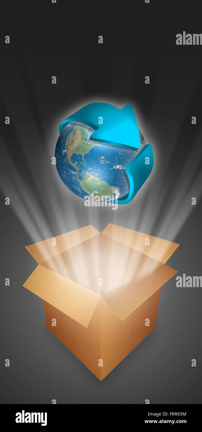 blaue Erde aus einer box Stockfoto