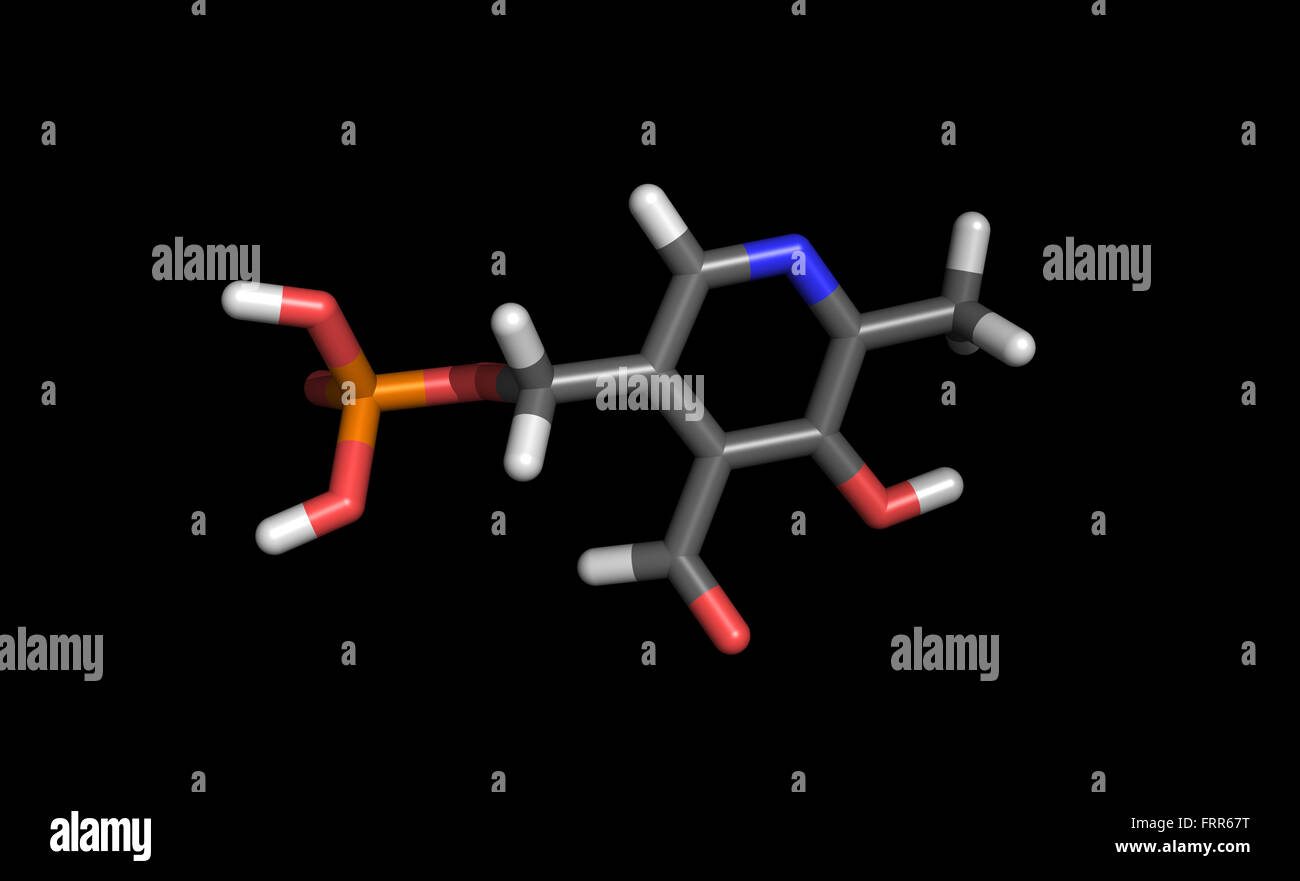 Darstellung eines Vitamin B6-Moleküls, auch genannt PLP-Stick Stockfoto