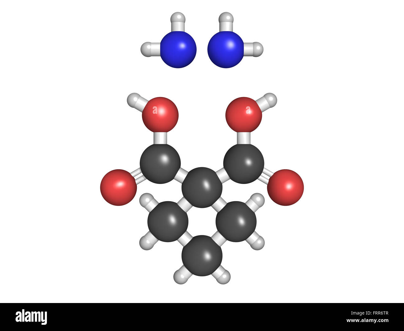 Carboplatin Krebs-Chemotherapie-Medikament, chemische Struktur. Atome werden als Kugeln mit konventionellen Farbkodierung dargestellt. Stockfoto