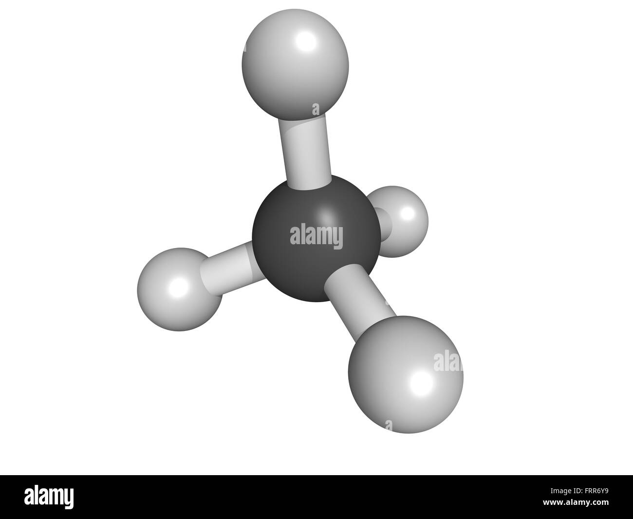 Methan (CH4) Gas Molekül, Molekülmodell. Methan ist der Hauptbestandteil von Erdgas. Stockfoto