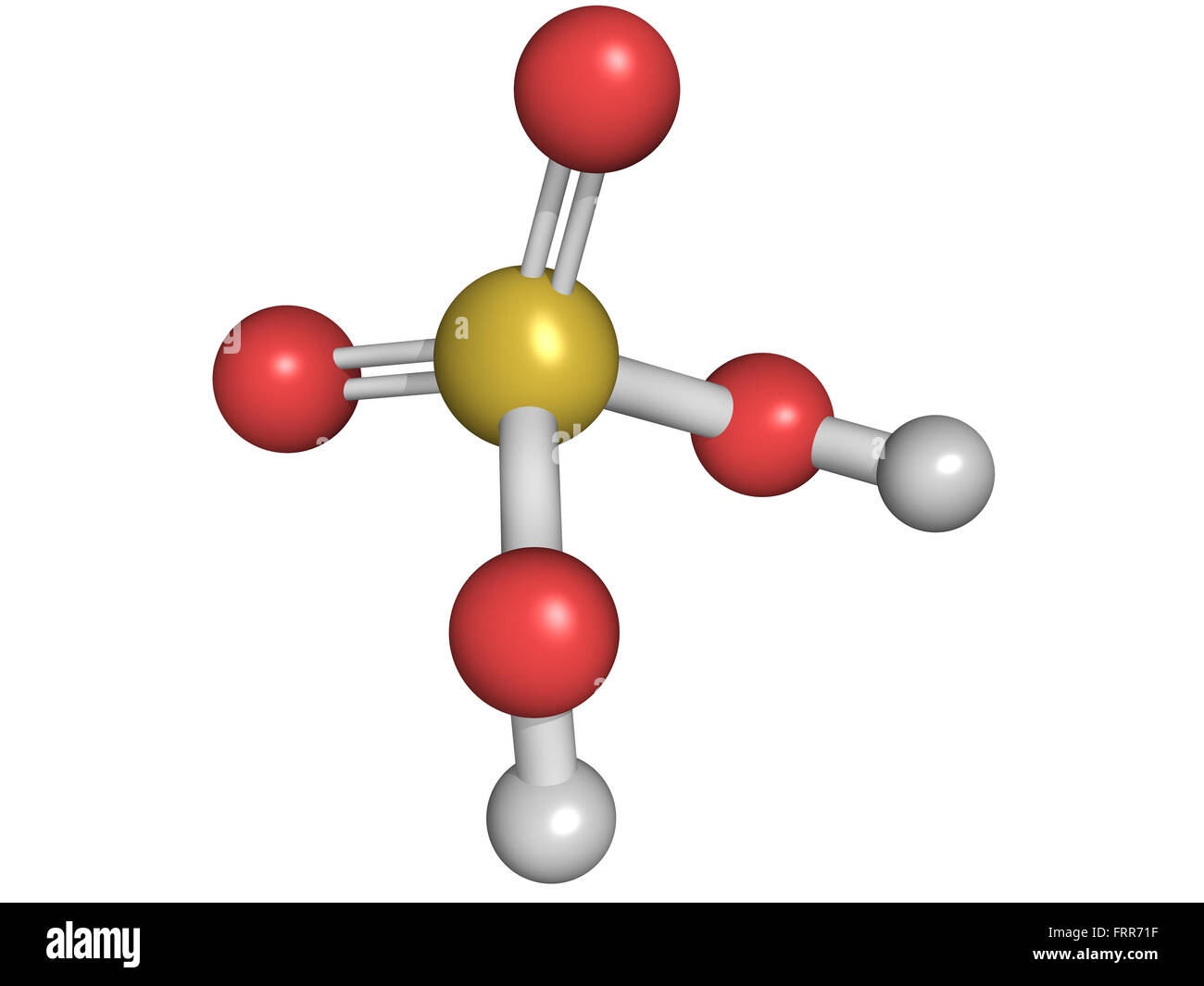 Chemische Struktur des Moleküls Schwefelsäure (H2SO4, Öl von Vitriol). H2SO4 ist eine stark ätzende starken Mineralsäure. Es nützt Stockfoto