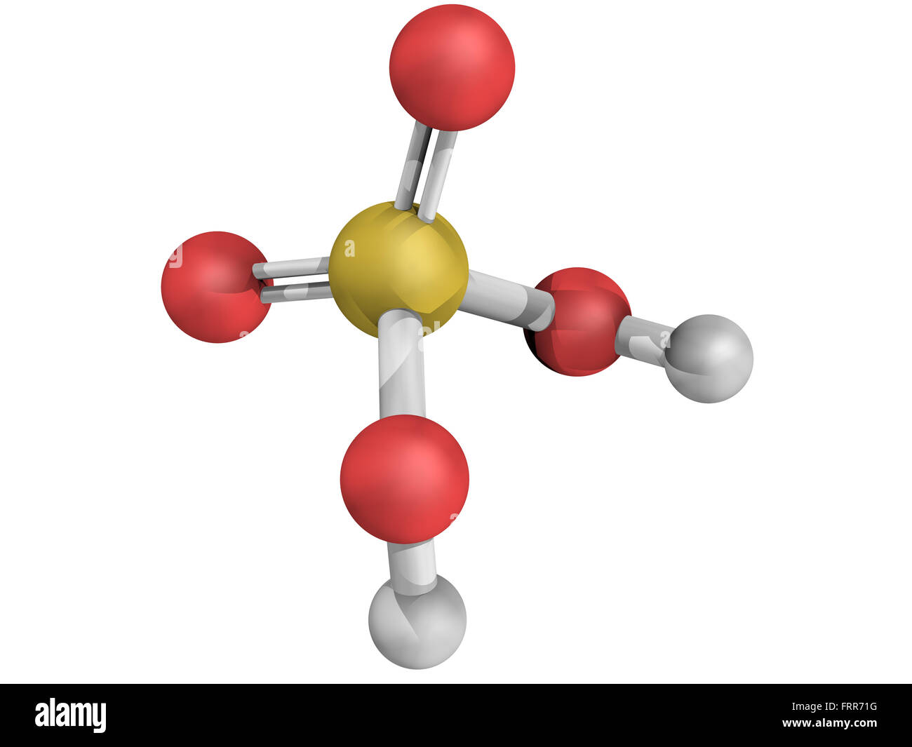 Chemische Struktur des Moleküls Schwefelsäure (H2SO4, Öl von Vitriol). H2SO4 ist eine stark ätzende starken Mineralsäure. Es nützt Stockfoto