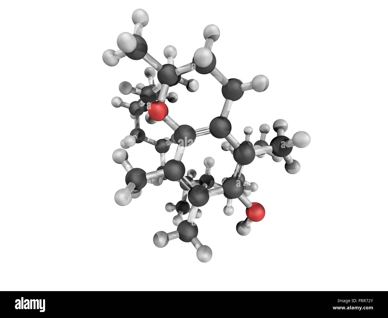 Chemische Struktur von Vitamin E, auch bekannt als Alpha-Tocopherol, Ball und Stick-Modell. Stockfoto