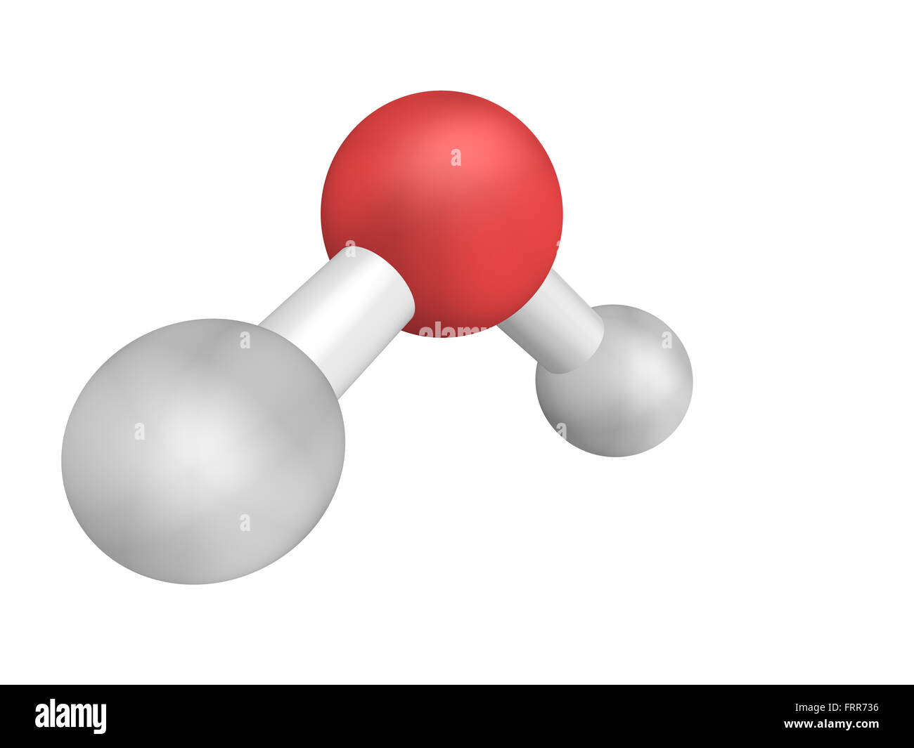 Chemische Struktur von einem Wassermolekül H2O Stockfoto