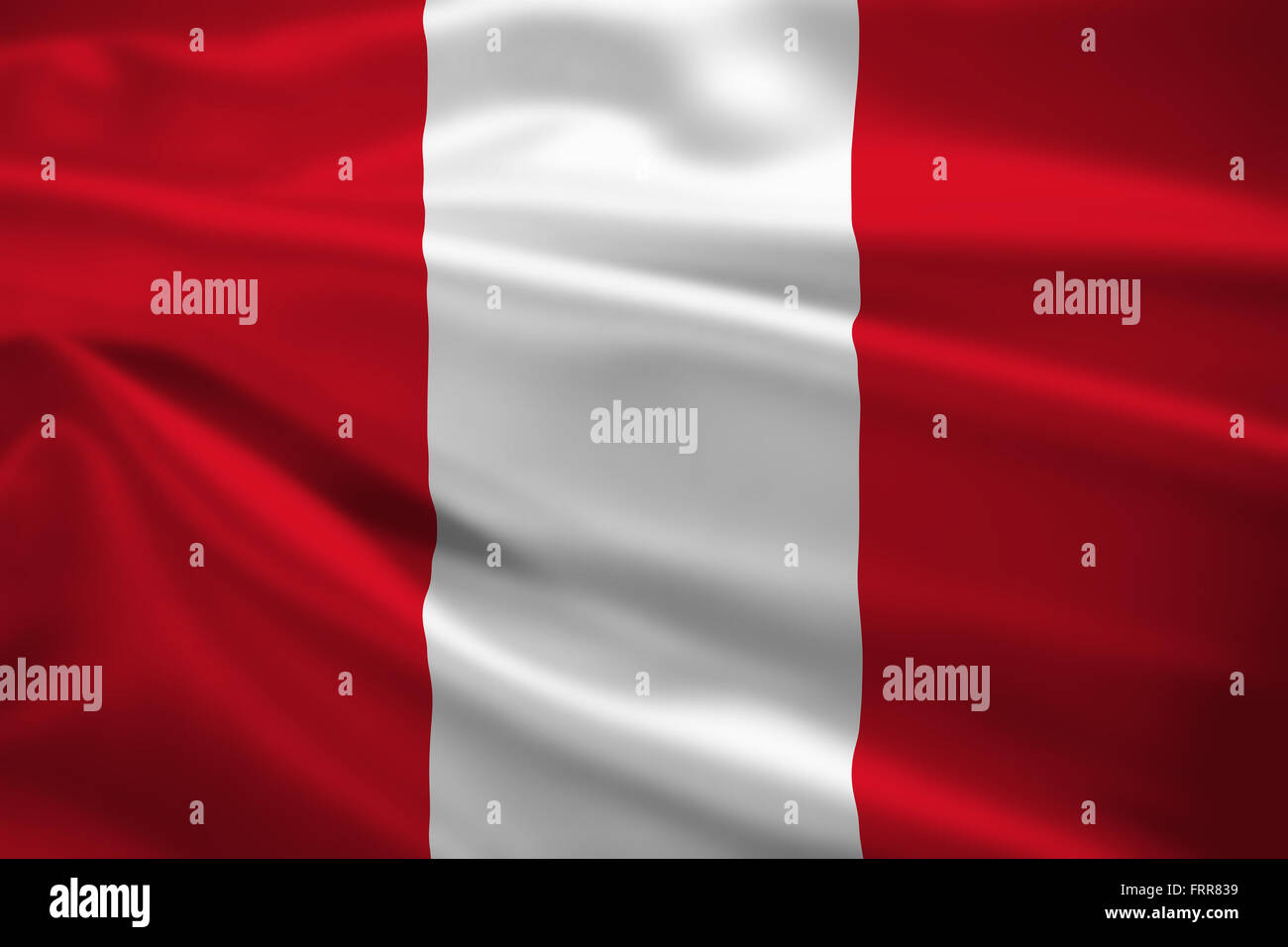 Peru-Flagge im Wind wehen. Hintergrundtextur. Stockfoto