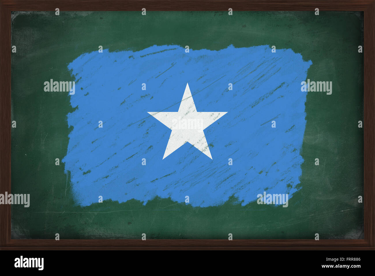 Somalia-Flagge bemalt mit Farbe Kreide auf alte Tafel Stockfoto