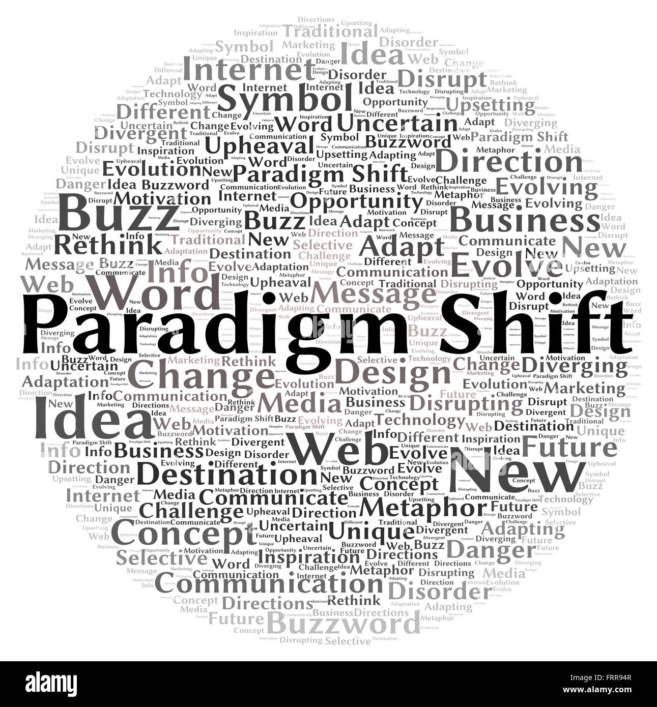 Paradigm Shift Wort Cloud-Form-Konzept Stockfoto