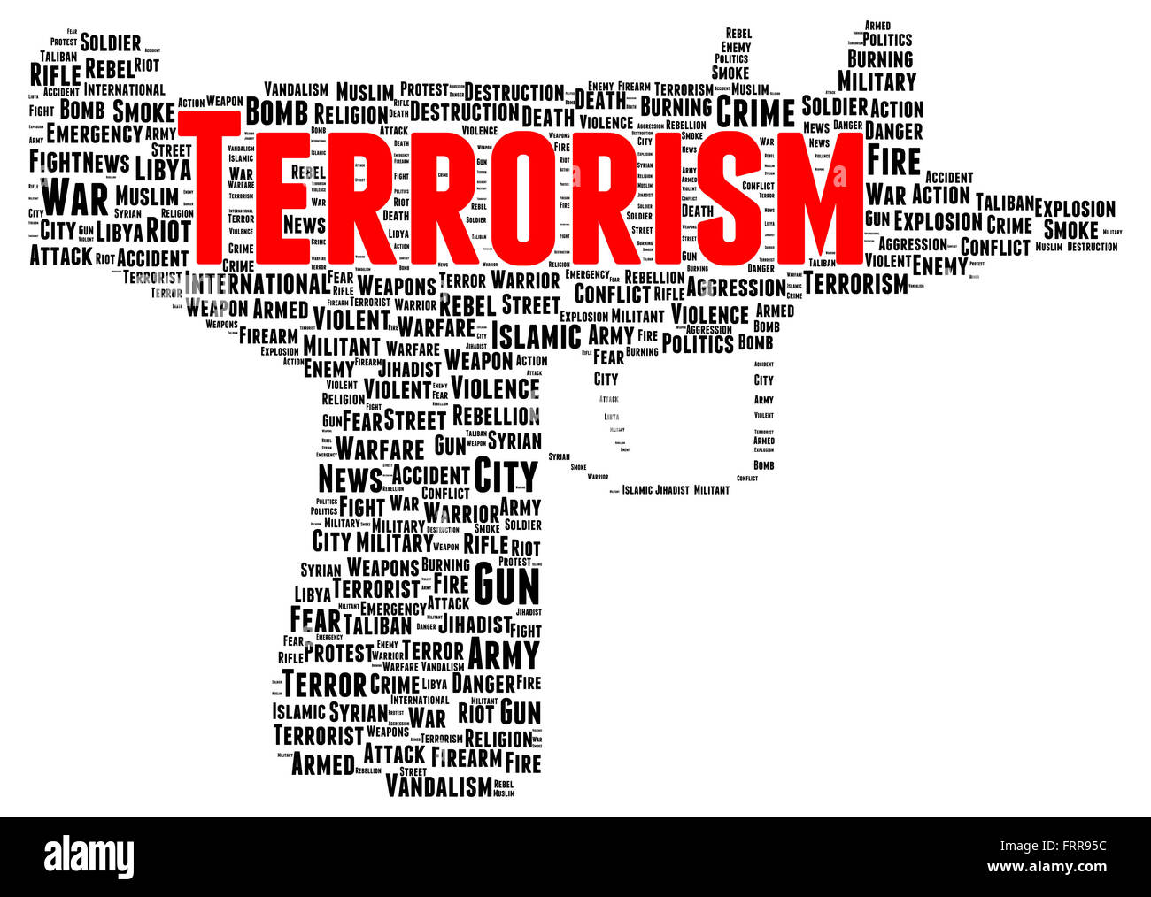 Terrorismus-Wort-Wolke-Shape-Konzept Stockfoto