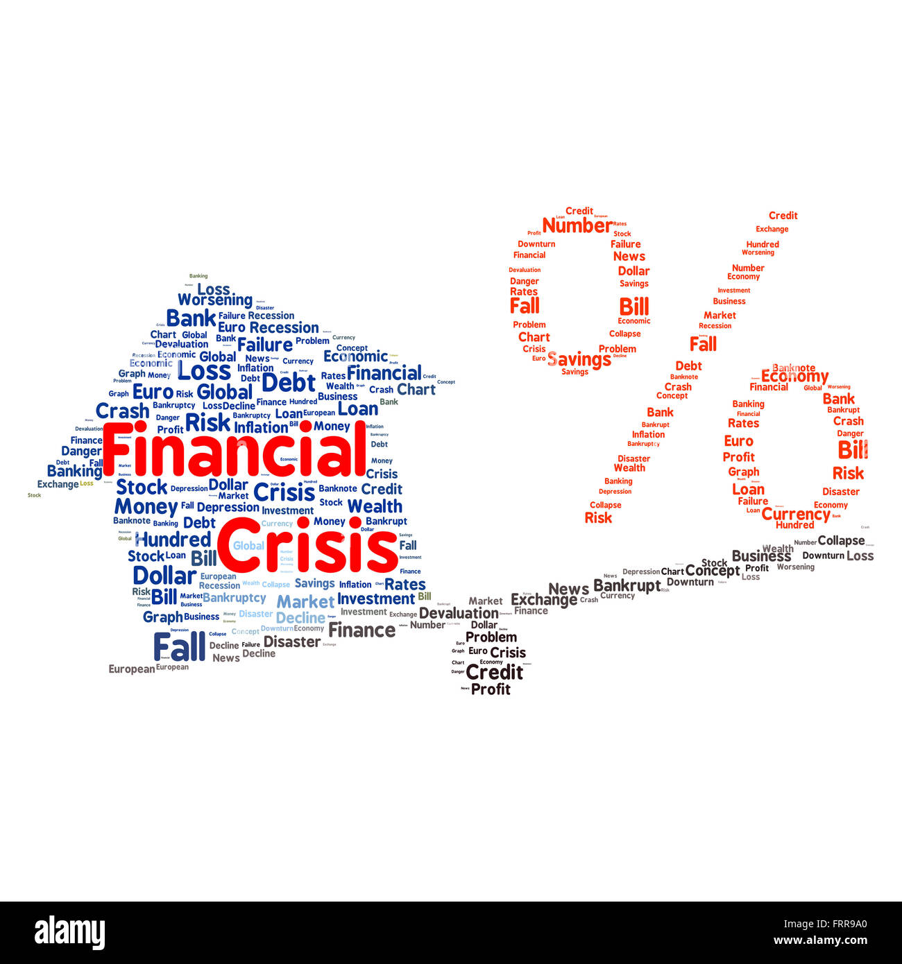 Finanzkrise-Wort-Wolke-Shape-Konzept Stockfoto