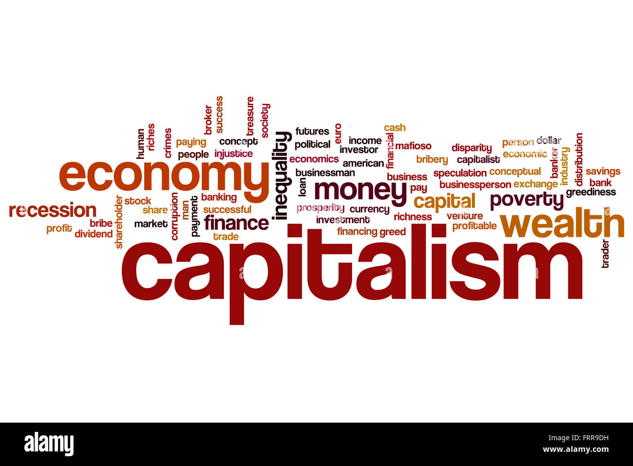Kapitalismus-Wort-Cloud-Konzept Stockfoto
