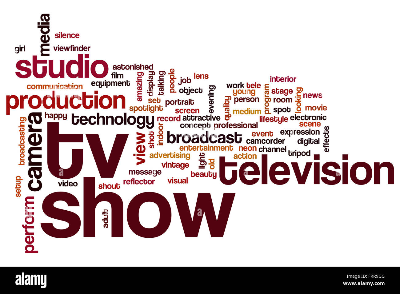 TV-show Word Cloud-Konzept Stockfoto