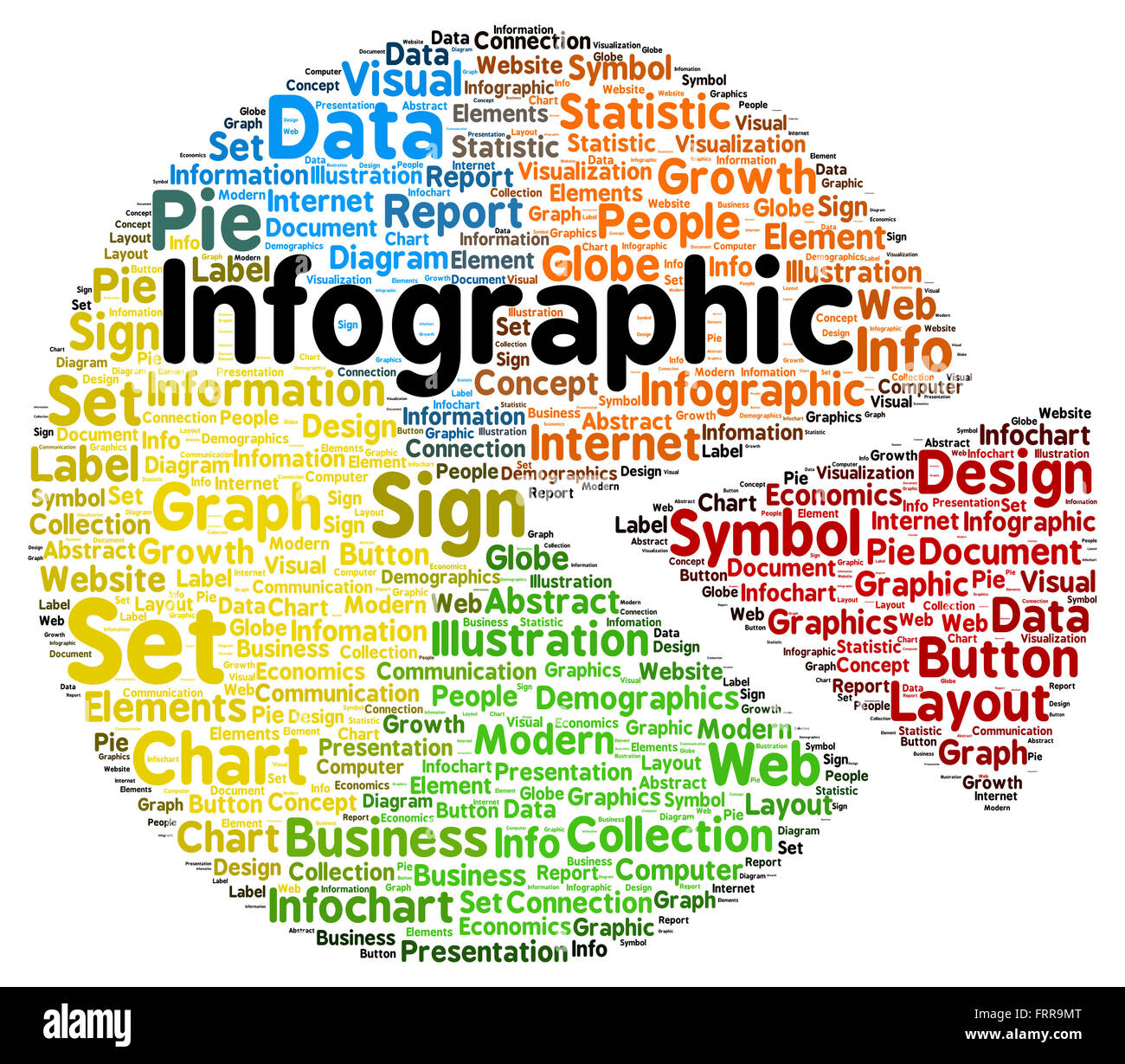 Infografik-Wort-Wolke-Shape-Konzept Stockfoto