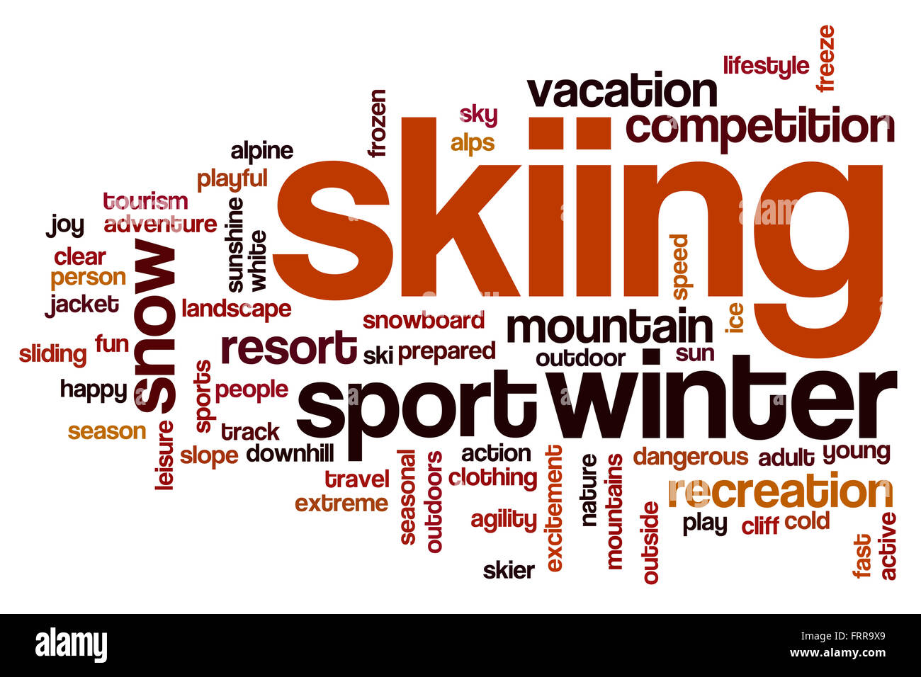 Ski Word Cloud-Konzept Stockfoto
