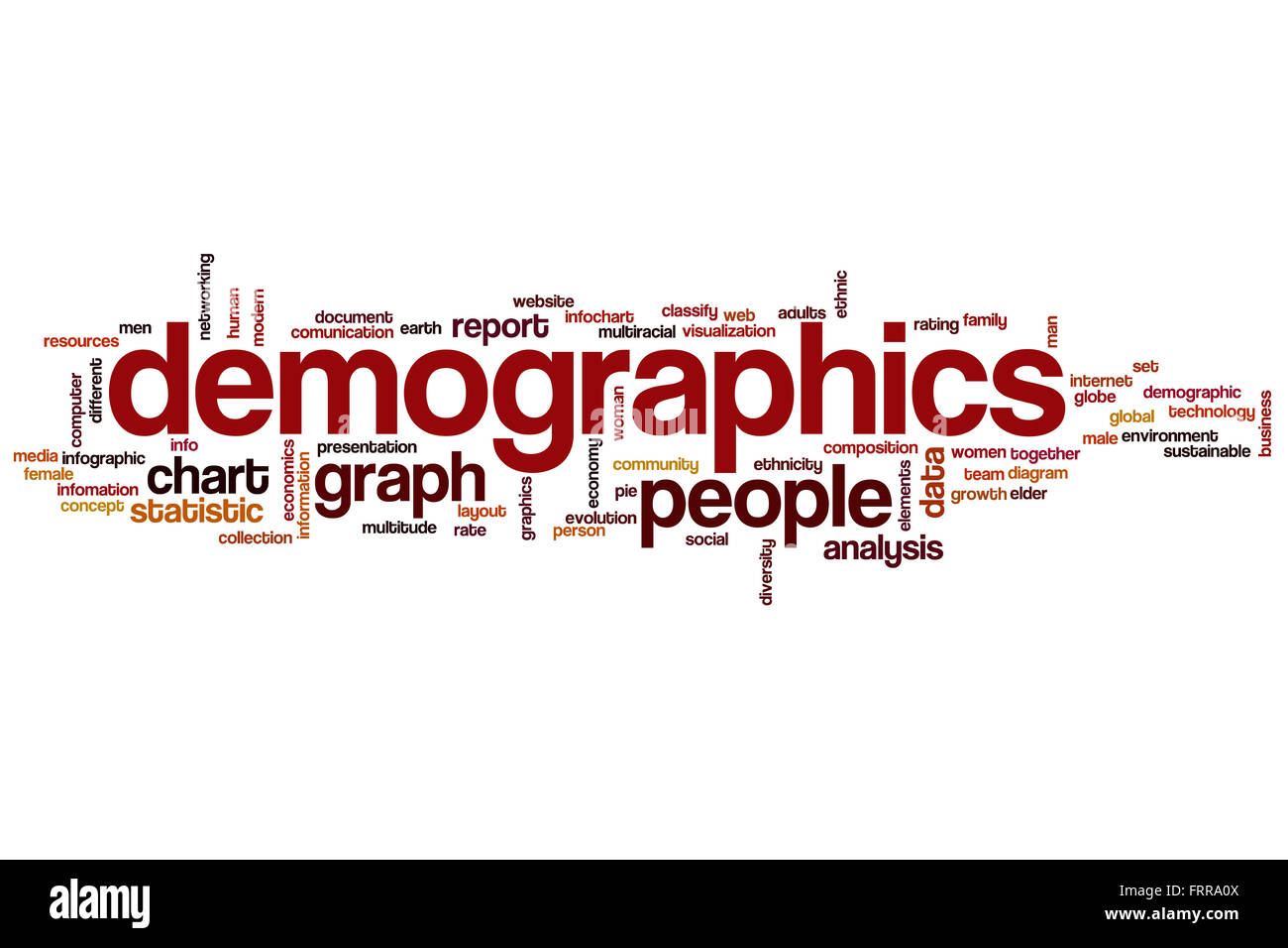 Demografie-Wort-Cloud-Konzept Stockfoto