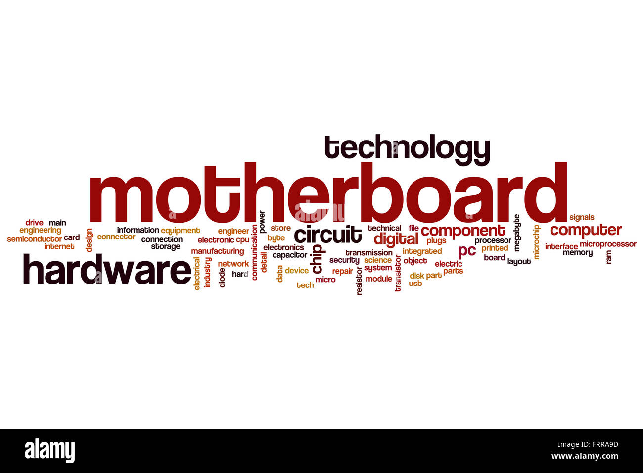 Motherboard-Wort-Cloud-Konzept Stockfoto